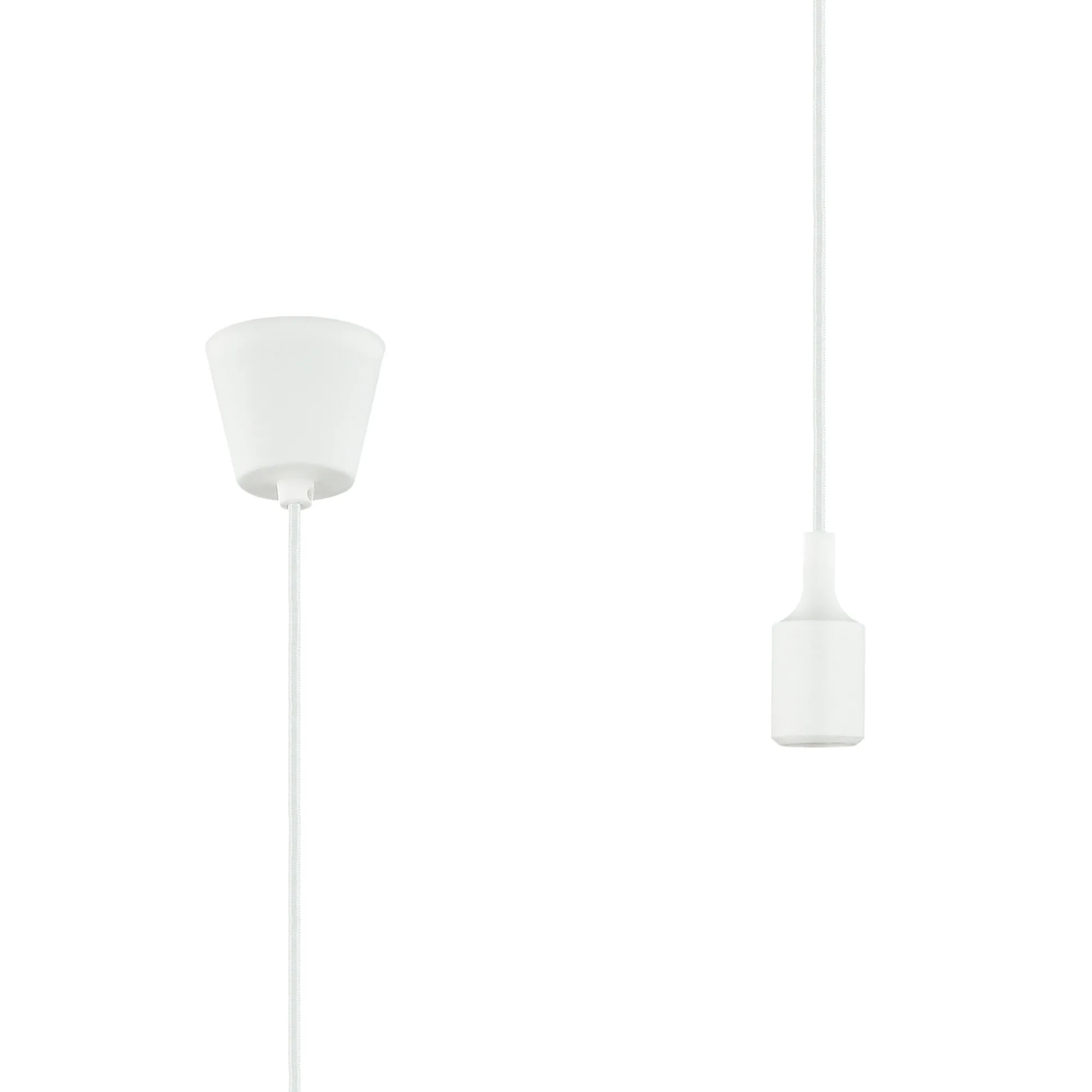 D0168  Dreifa 1.5m Single Pendant, 1 x E27, White, 9cm Plastic Base and Silicon Lampholder Cover